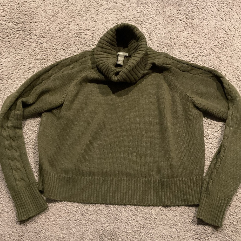 Charlotte Russe Vintage Y2K Green Cable Knit Turtleneck Sweater Shirt Top Y2K, L